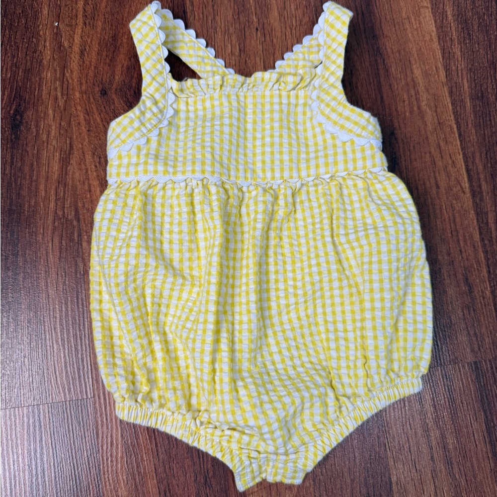 Yellow Gingham Baby Romper